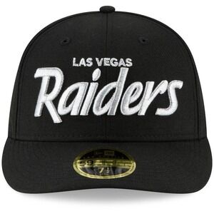 New Era Las Vegas Raiders 59Fifty Fitted Hat Low Profile Script Black Size 7 3/8